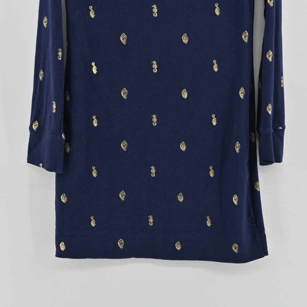 Lilly Pulitzer Skipper Ruffle Dress Womens Size XS Navy Gold Seahorse Cotton - Picture 13 of 14